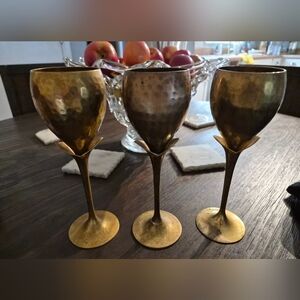 Elegant Gold Hammered Goblet Set